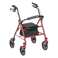 Drive 10257RD-1 Four Wheel Rollator w/ Fold Up Removable Back-Red