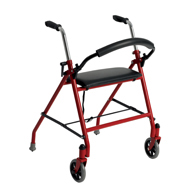 Drive Medical 1239RD Two Wheeled Walker w/ Seat-Red