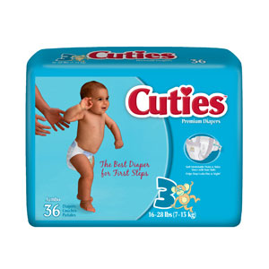 Cuties CR3001 Size 3 Baby Diapers-144/Case