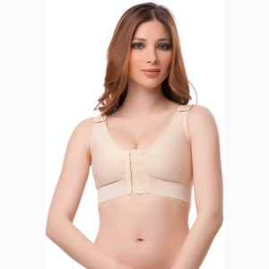 Isavela BR02 Support Bra with 2" Elastic Band-Large-Beige