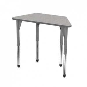 31"x20" Premier Trapezoid Desk-Gray Nebula Top w/ Black Edges & Adjustable Legs