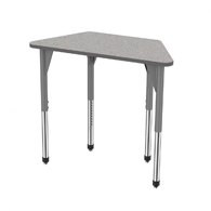 36"x23" Premier Trapezoid Desk-Gray Nebula Top w/ Black Edges & Adjustable Legs