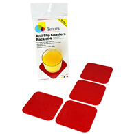 Tenura 753720901 Silicone Non-Slip Square Coaster-Red-3" x 3"-4/Pack