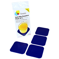 Tenura 753720902 Silicone Non-Slip Square Coaster-Blue-3"x3"-4/Pack