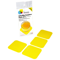 Tenura 753720903 Silicone Non-Slip Square Coaster-Yellow-3"x3"-4/Pack